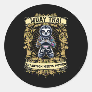 Tradition Meets Power - Kickboxing And Muay Thai C Classic Round Sticker
