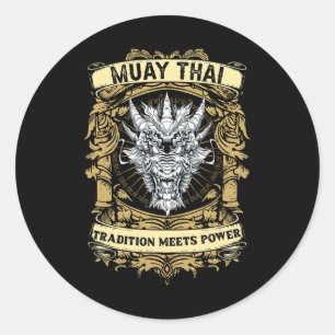 Tradition Meets Power - Kickboxing And Muay Thai D Classic Round Sticker
