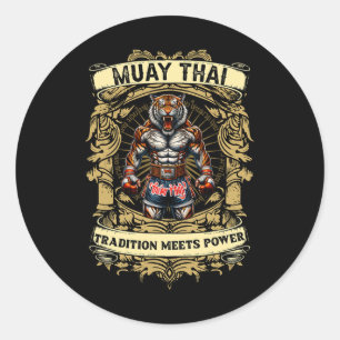Tradition Meets Power - Kickboxing And Muay Thai F Classic Round Sticker
