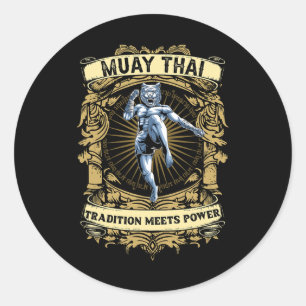 Tradition Meets Power - Kickboxing And Muay Thai F Classic Round Sticker