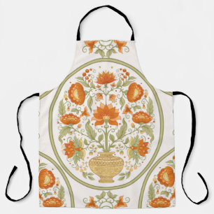Tradition mughal motif, fantasy flowers in retro,  apron