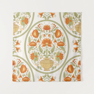 Tradition mughal motif, fantasy flowers in retro, tapestry