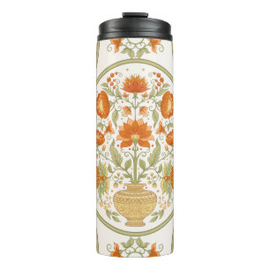 Tradition mughal motif, fantasy flowers in retro, thermal tumbler