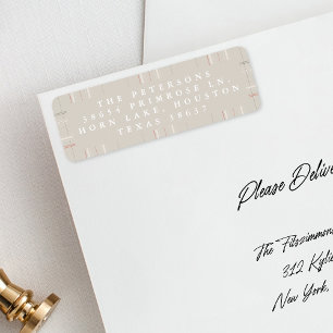 Tradition Plaid Cosy Cabin Forest Beige Christmas Return Address Label