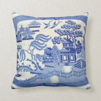Traditional 19th Century Blue Willow China Pillow