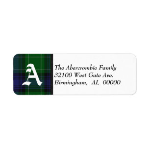Traditional Abercrombie Tartan Plaid Monogram Return Address Label