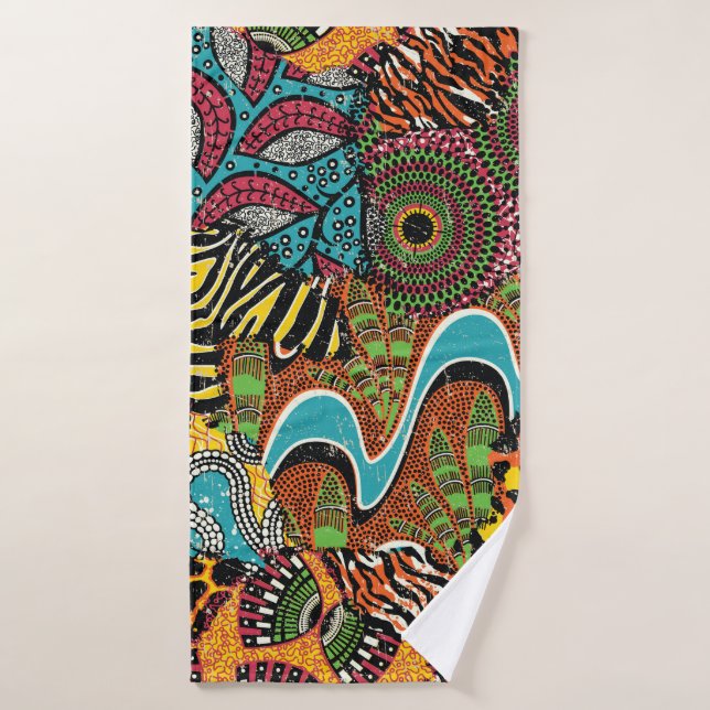 Traditional african fabric and wild animal skins p bath towel (Bath Towel)