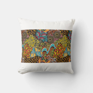 Traditional african fabric and wild animal skins p cushion