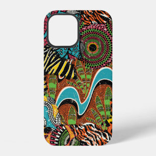 Traditional african fabric and wild animal skins p iPhone 12 case