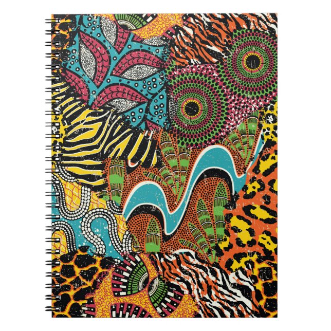 Traditional african fabric and wild animal skins p notebook (Front)