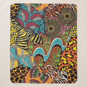 Traditional african fabric and wild animal skins p sherpa blanket
