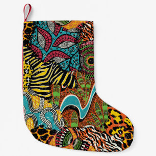 Traditional african fabric and wild animal skins p small christmas stocking