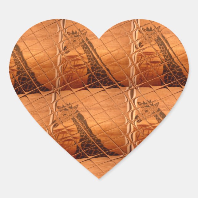 Traditional African Mirror: Woven Giraffe Heart Sticker (Front)