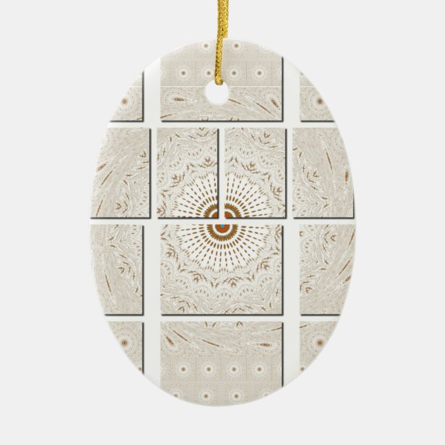 Traditional African Motif Mosaic Art Print. Ceramic Tree Decoration (Front)