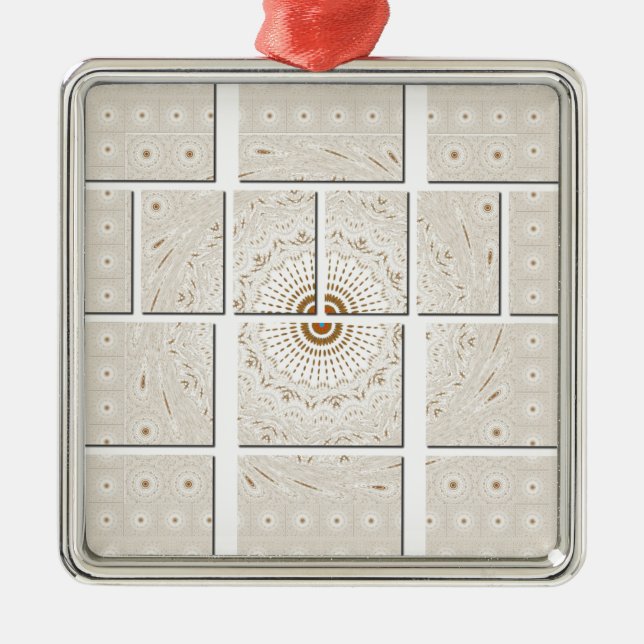 Traditional African Motif Mosaic Art Print. Metal Ornament (Front)