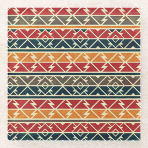 Traditional African Seamless Pattern Design Glass Coaster