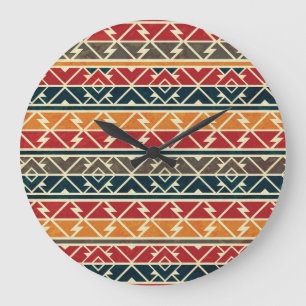Traditional African Seamless Pattern Design Large Clock