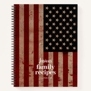 Traditional American Flag Family Recipes Cookbook  Notebook