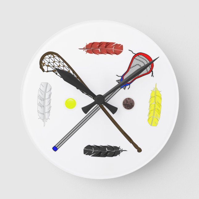 Traditional and Modern Lacrosse sticks Round Clock (Front)