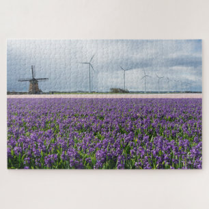 Traditional and modern windmills with flowers jigsaw puzzle