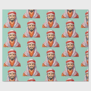 Traditional arabic or muslim hat wrapping paper