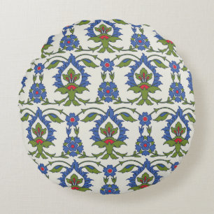 Traditional Arabic seamless ornament. Turkish, Izn Round Cushion