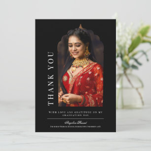 Traditional Arch Graduation Thank You Card Black