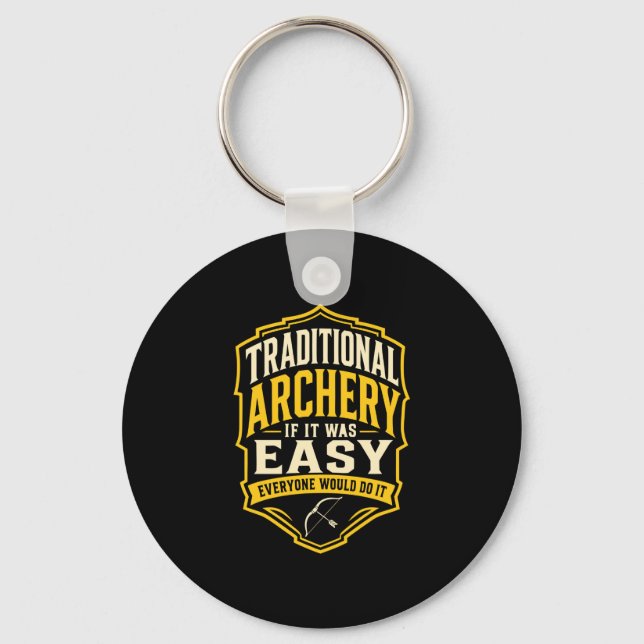 Traditional archer longbow recurve bow hunting key ring (Front)