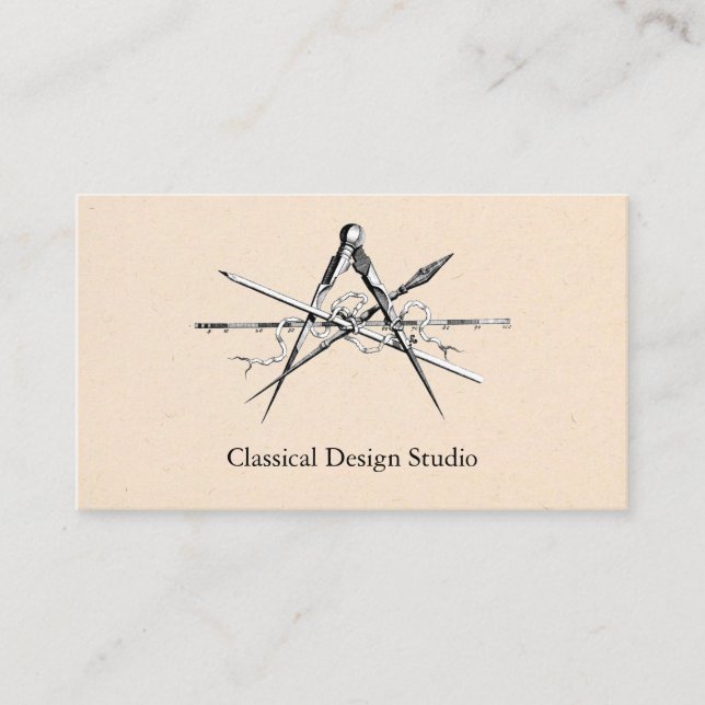 Traditional Architecture Drafting Tools Business Card (Front)