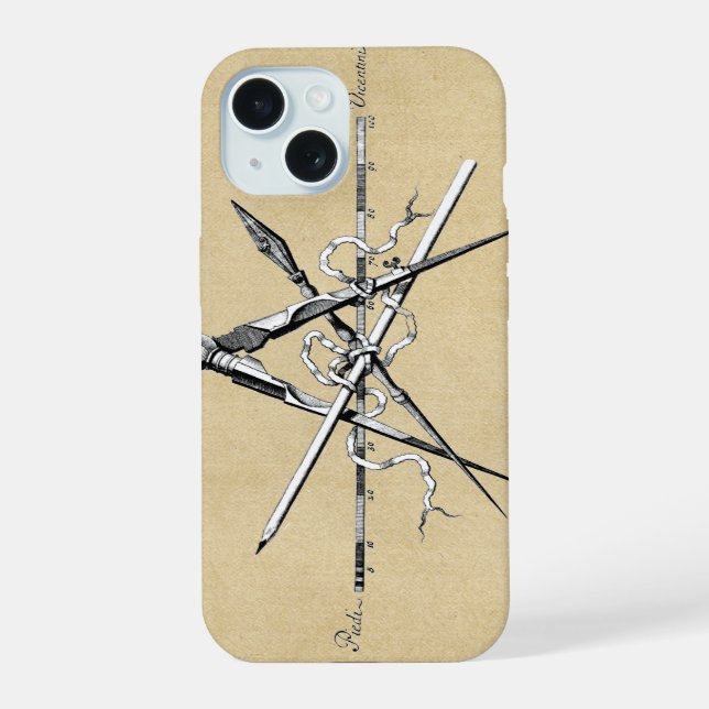 Traditional Architecture Drafting Tools iPhone 15 Case (Back)