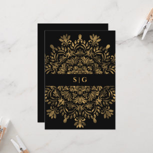 Traditional Art Deco ethnic elegant luxury wedding Invitation