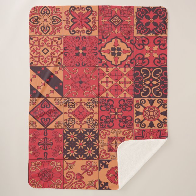 Traditional Art Sherpa Blanket (Front)