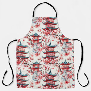 Traditional Asian Architecture with Botanicals Apron