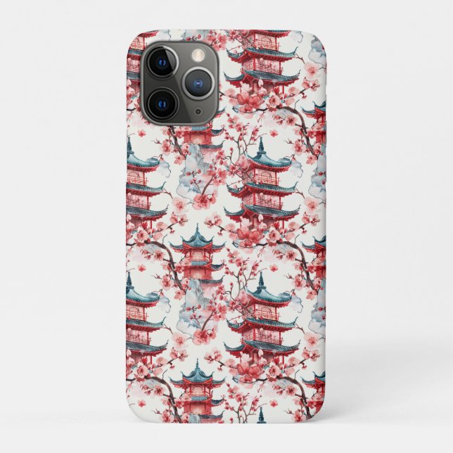 Traditional Asian Architecture with Botanicals Case-Mate iPhone Case (Back)