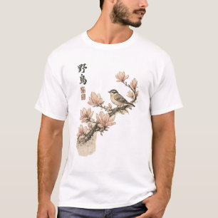 Traditional Asian Art Bird Magnolia T-Shirt