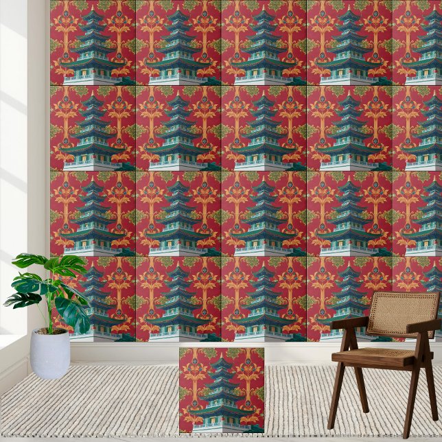 Traditional Asian Pagoda Decorative Tile (Traditional Asian Pagoda Decorative Tile)