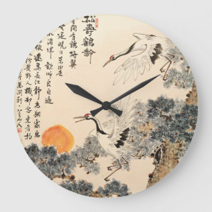 Traditional Asian painting: classic art. Large Clock
