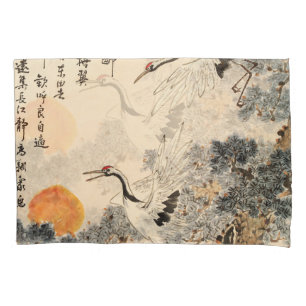 Traditional Asian painting: classic art. Pillowcase