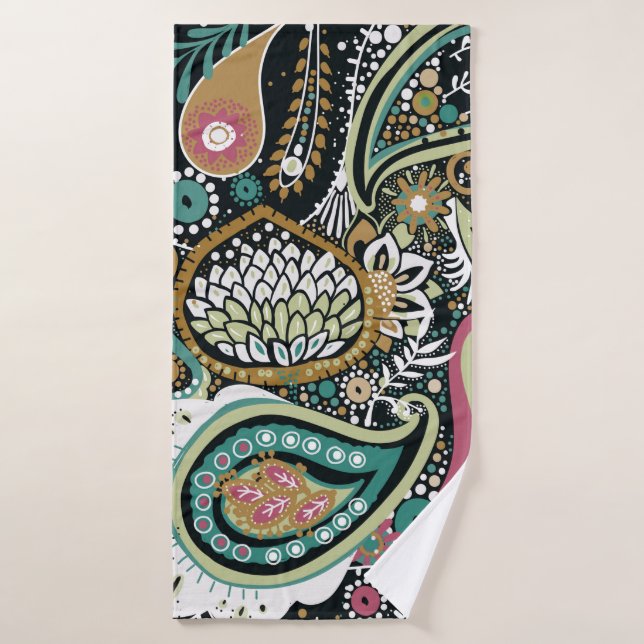 Traditional Asian Paisley pattern in modern design Bath Towel (Bath Towel)