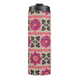Traditional asian suzanne seamless pattern with sm thermal tumbler