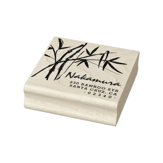 Traditional Bamboo Ink Script Name Return Address Rubber Stamp (Stamp)