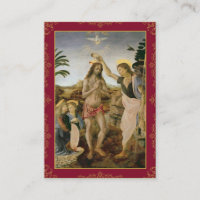 Traditional Baptism Holy Card With Sacred Artwork