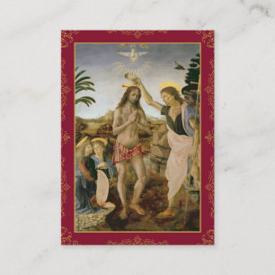 Traditional Baptism Holy Card With Sacred Artwork