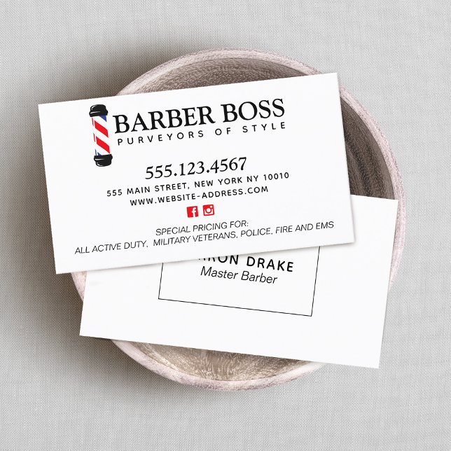Traditional  Barber Barbershop   Business Card (Creator Uploaded)