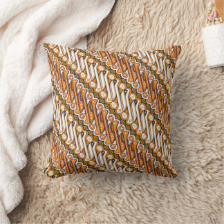 Traditional Batik Parang Seamless Pattern Yellow Cushion