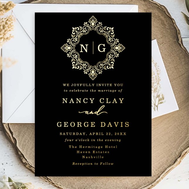 Traditional Black and Gold Crest Monogram Wedding (Creator Uploaded)