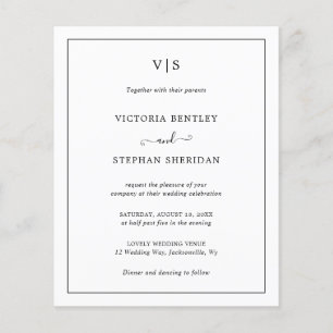 Traditional Black and White Budget Wedding Invite