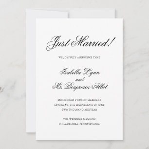 Traditional Black and White Formal Elegant Wedding Announcement