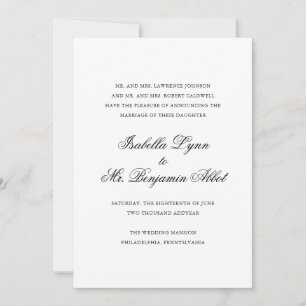 Traditional Black and White Formal Elegant Wedding Announcement