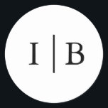 Traditional Black and White Formal Elegant Wedding Classic Round Sticker<br><div class="desc">Elegant and classic solid colour wedding stickers with a simple design featuring your two initial monogram with a line in a black serif font over a white background. The background and font colours may be changed to any colours that you wish. A plain and basic design that still comes across...</div>